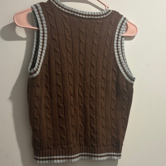 Brandy Melville 100% cotton Brown Cable Knit Sweater Vest Made in Italy - Picture 3 of 4